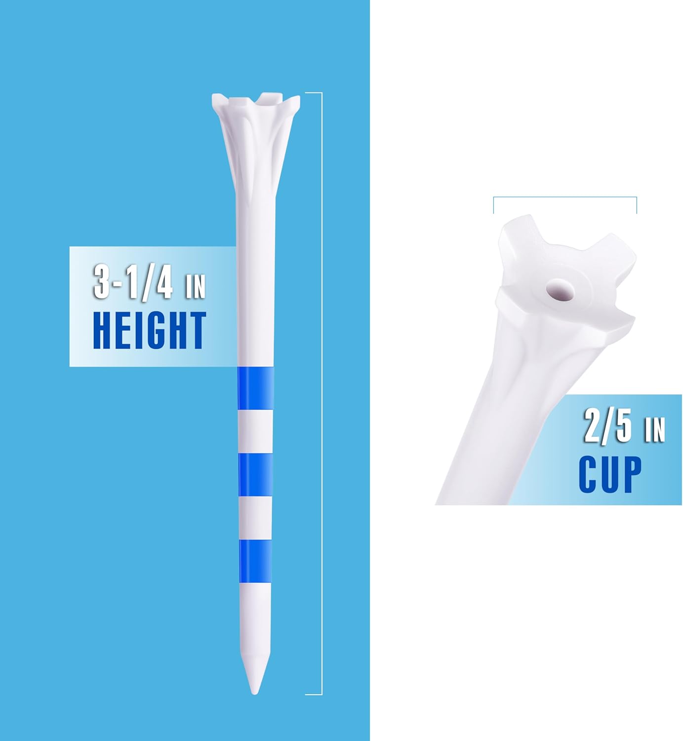 CHAMPKEY PRO 4-Prong Plastic Golf Tees 150 Pack - 70% Ball Contact Reduced for Less Friction and Maximum Distance Performance Golf Tees Plastic