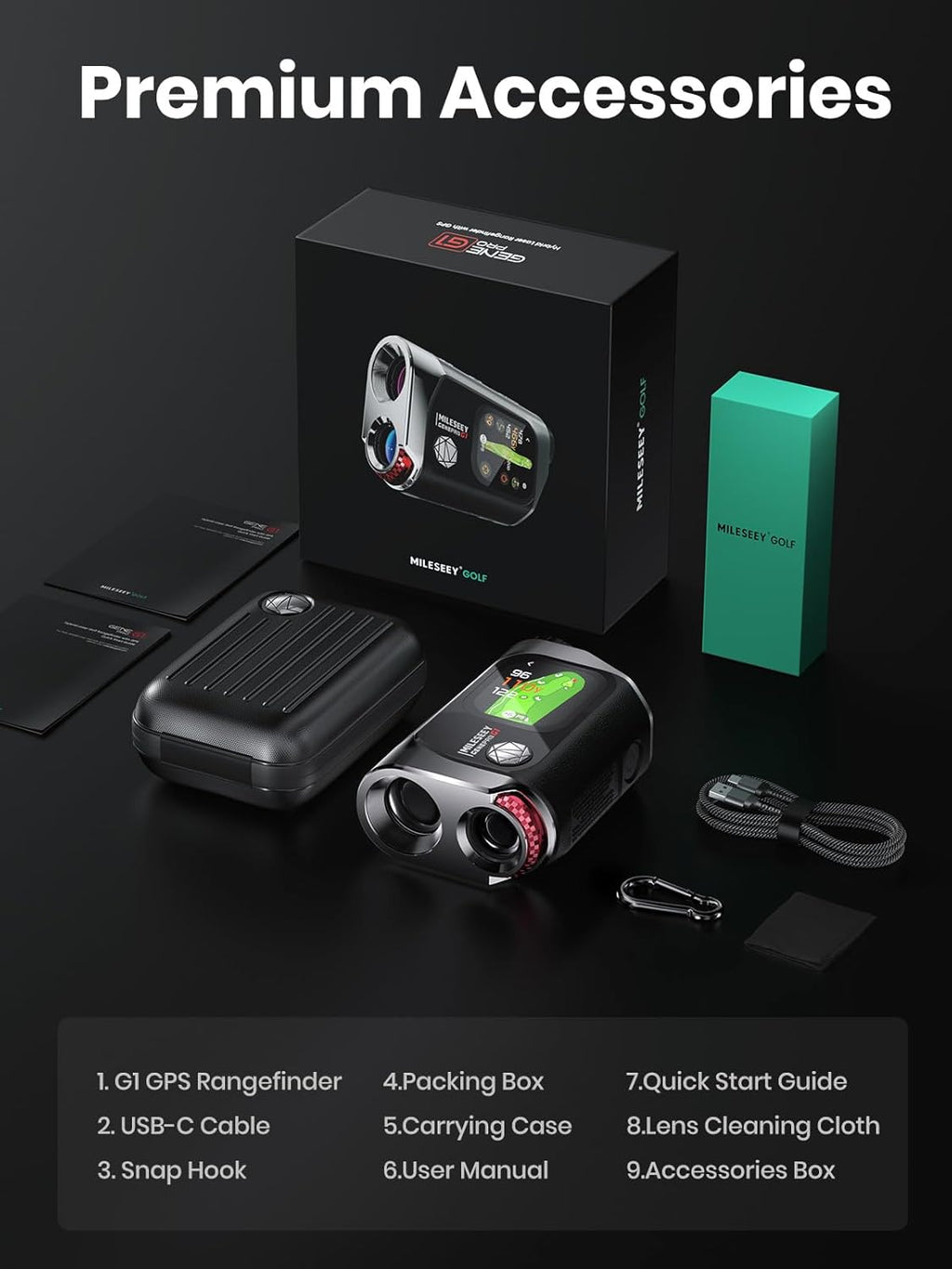 MILESEEY GenePro G1 Touchscreen & GPS Rangefinder with Slope, 43000+ Preloaded Courses, 1300 Yards Laser Range Finder Golf with Red & Green Display, 0.1s Flag Pole Locking Vibration, 6X Magnification