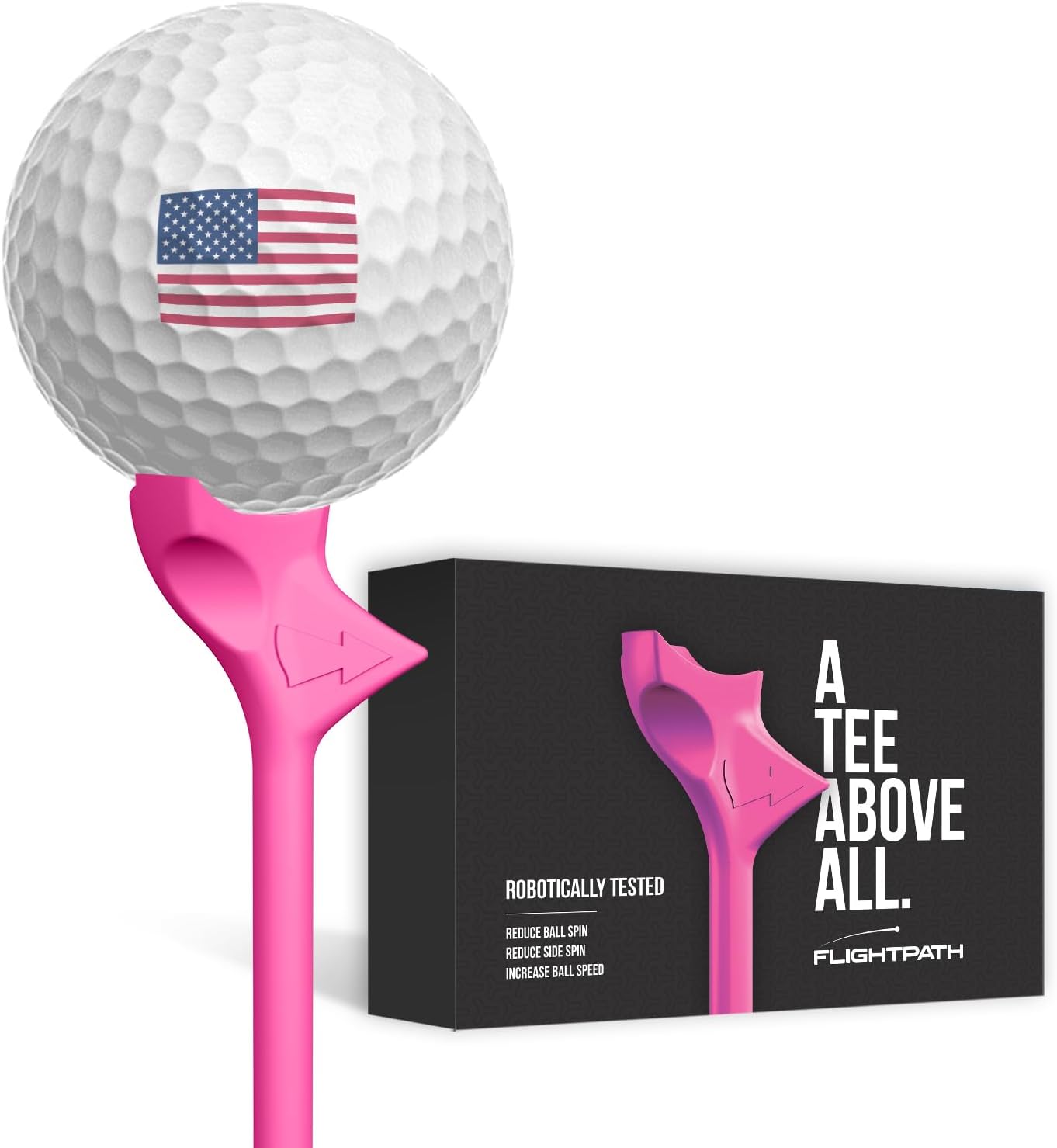 FLIGHTPATH Premium Golf Tees - 3.25" Durable Plastic Golf Tees Designed to Enhance Golf Shot Distance & Precision - Robotically Tested to Reduce Ball Spin - USGA Approved Golf Equipment