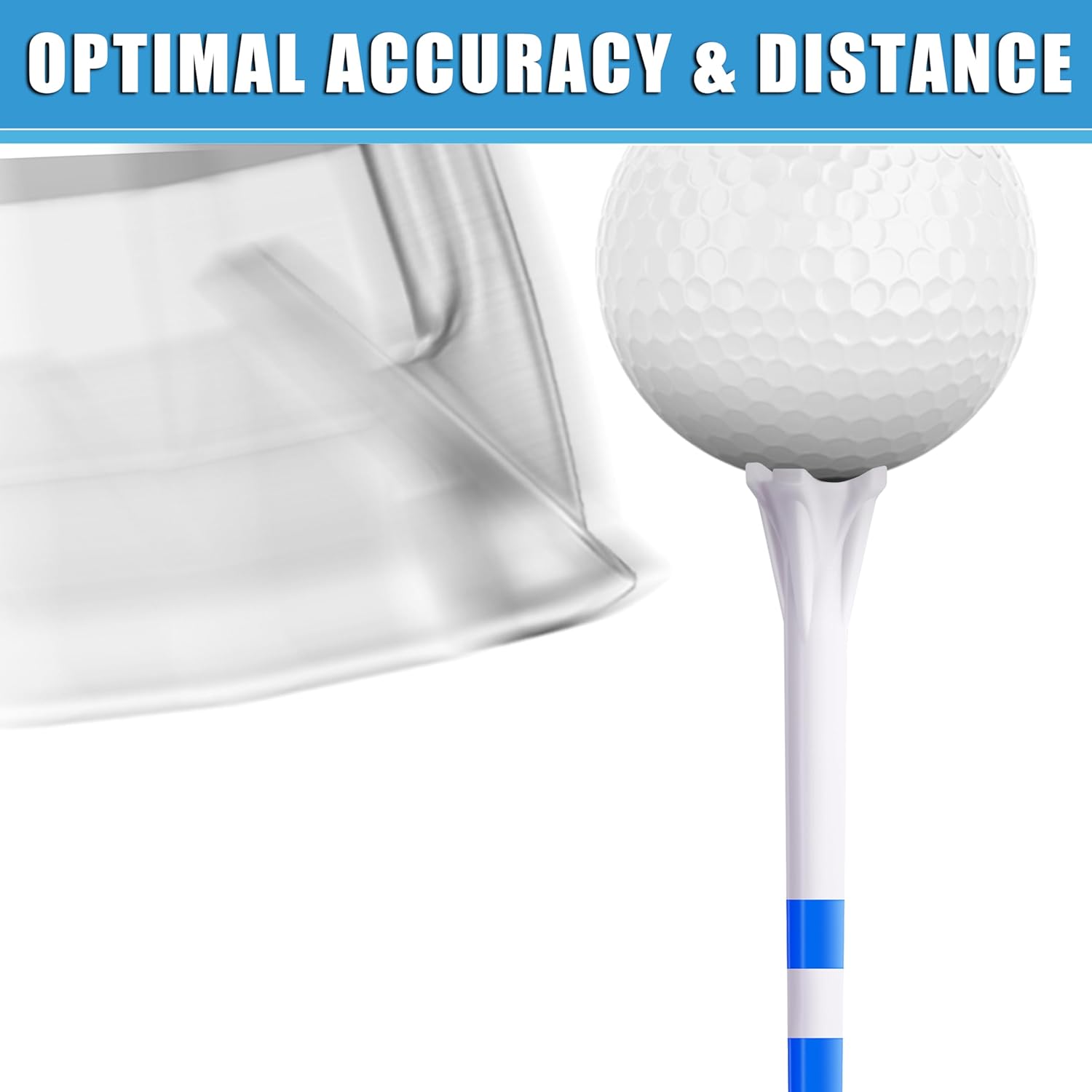 CHAMPKEY PRO 4-Prong Plastic Golf Tees 150 Pack - 70% Ball Contact Reduced for Less Friction and Maximum Distance Performance Golf Tees Plastic