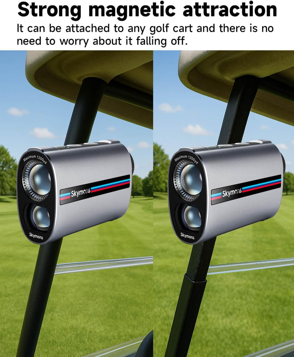 Mini Metal Golf RangeFinder with Slope,1200Y Range Finder, 0.3s Flagpole Locking Vibration, 7X Magnification, 95%Transmission Lens,Flag Pole Lock Vibration,Strong Magnet&Rechargeable Golf Rangefinder.