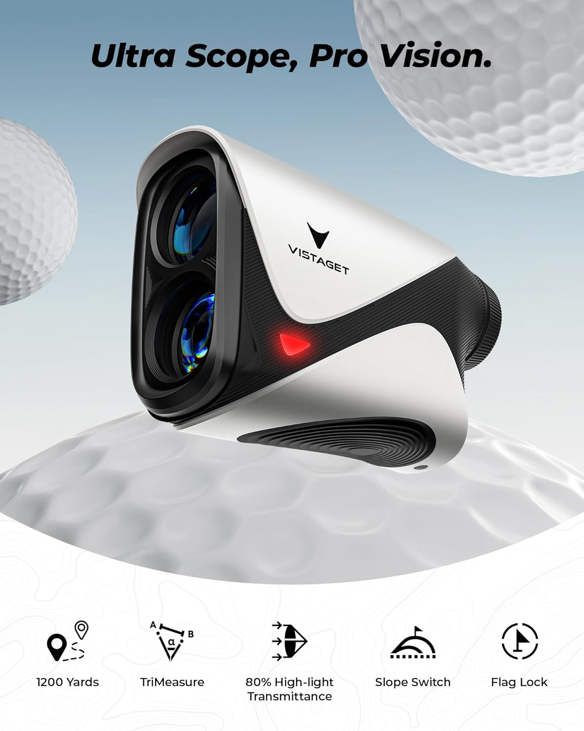 Golf Range Finder 1200 Yards, 7X Magnification, Triangle Tech, Rangefinder with Slope On/Off, Flag Lock Vibration, Range Finder Golf Magnetic, USB-C Rechargeable​