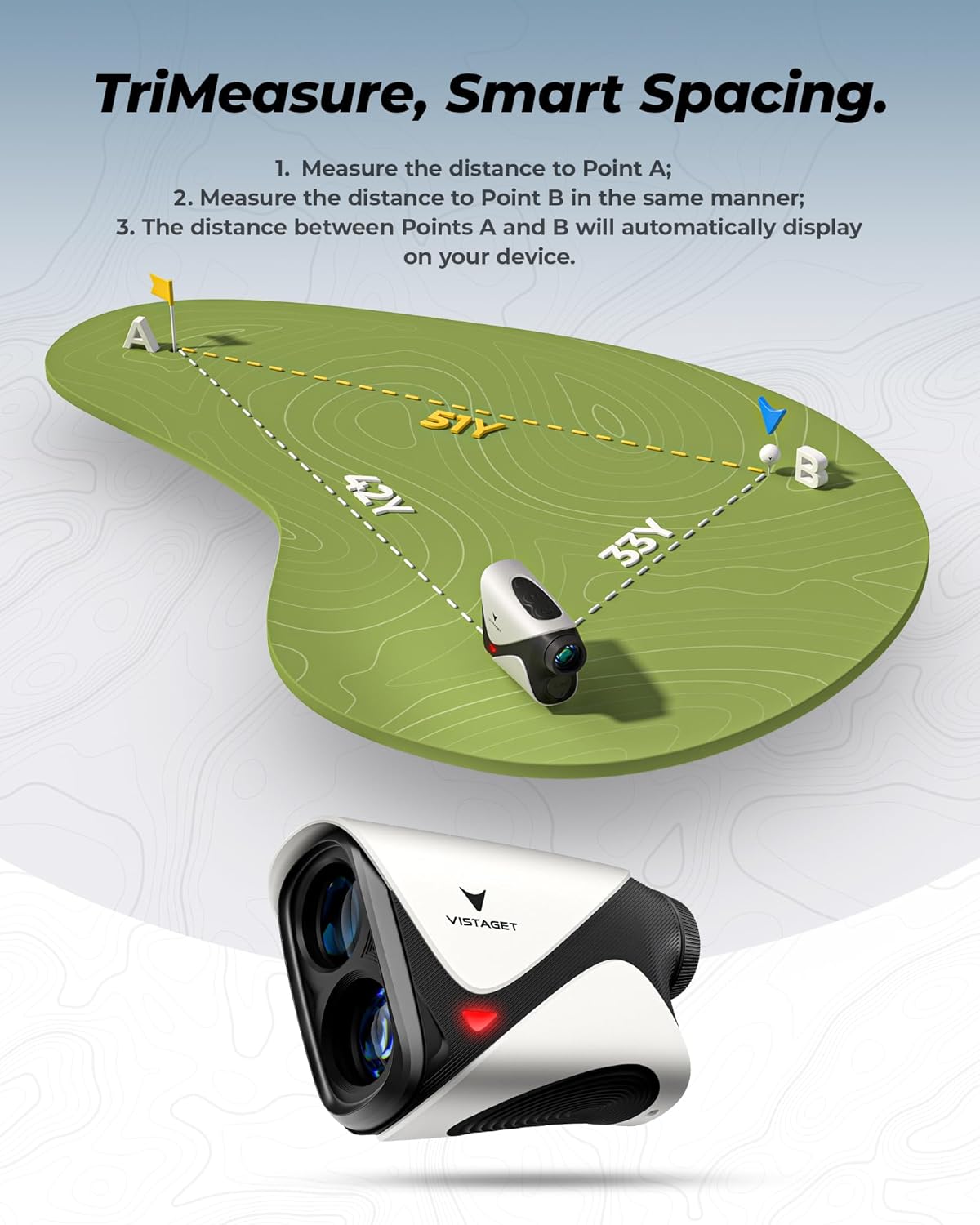 Golf Range Finder 1200 Yards, 7X Magnification, Triangle Tech, Rangefinder with Slope On/Off, Flag Lock Vibration, Range Finder Golf Magnetic, USB-C Rechargeable​