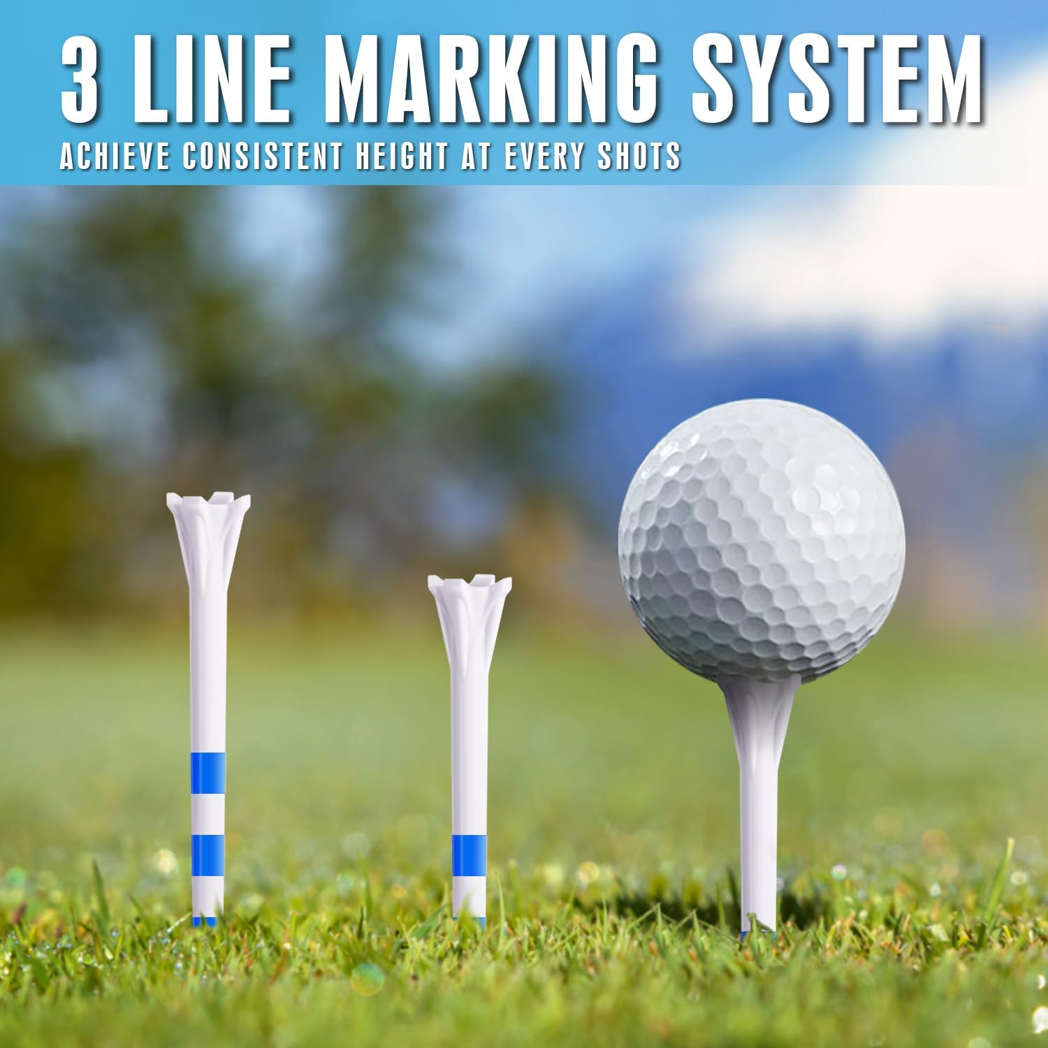 CHAMPKEY PRO 4-Prong Plastic Golf Tees 150 Pack - 70% Ball Contact Reduced for Less Friction and Maximum Distance Performance Golf Tees Plastic