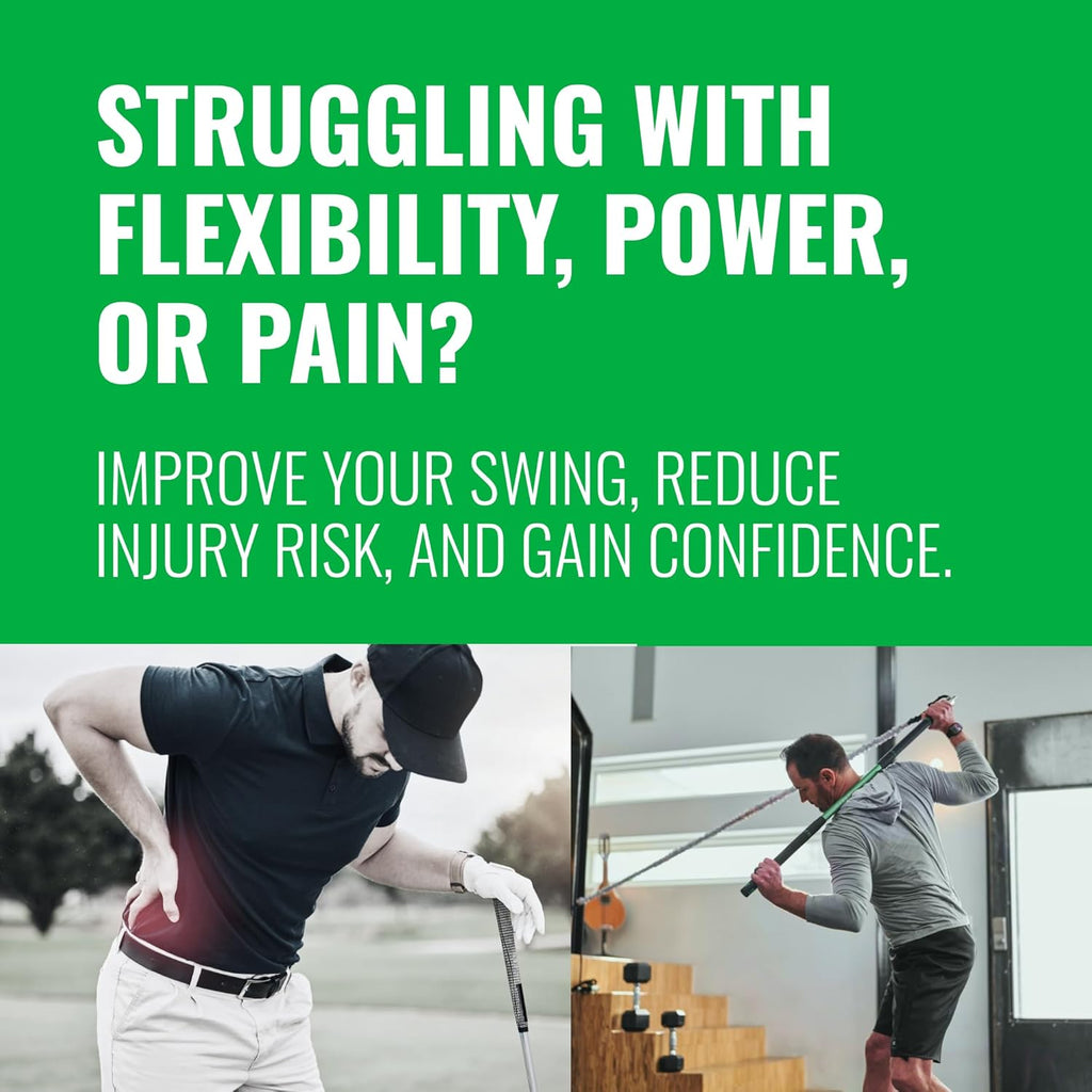 GolfForever Swing Trainer – Golf Training & Fitness System for Strength, Flexibility & Swing Power – Includes 30-Day Membership & Training Bar for Golf-Specific Workouts