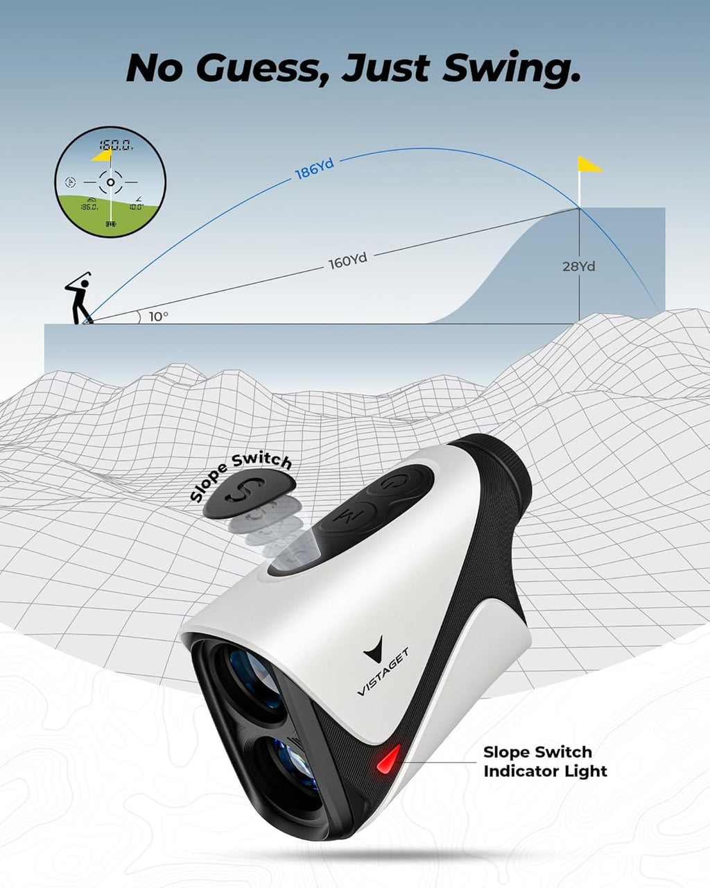 Golf Range Finder 1200 Yards, 7X Magnification, Triangle Tech, Rangefinder with Slope On/Off, Flag Lock Vibration, Range Finder Golf Magnetic, USB-C Rechargeable​