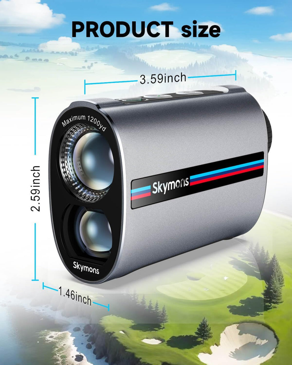 Mini Metal Golf RangeFinder with Slope,1200Y Range Finder, 0.3s Flagpole Locking Vibration, 7X Magnification, 95%Transmission Lens,Flag Pole Lock Vibration,Strong Magnet&Rechargeable Golf Rangefinder.