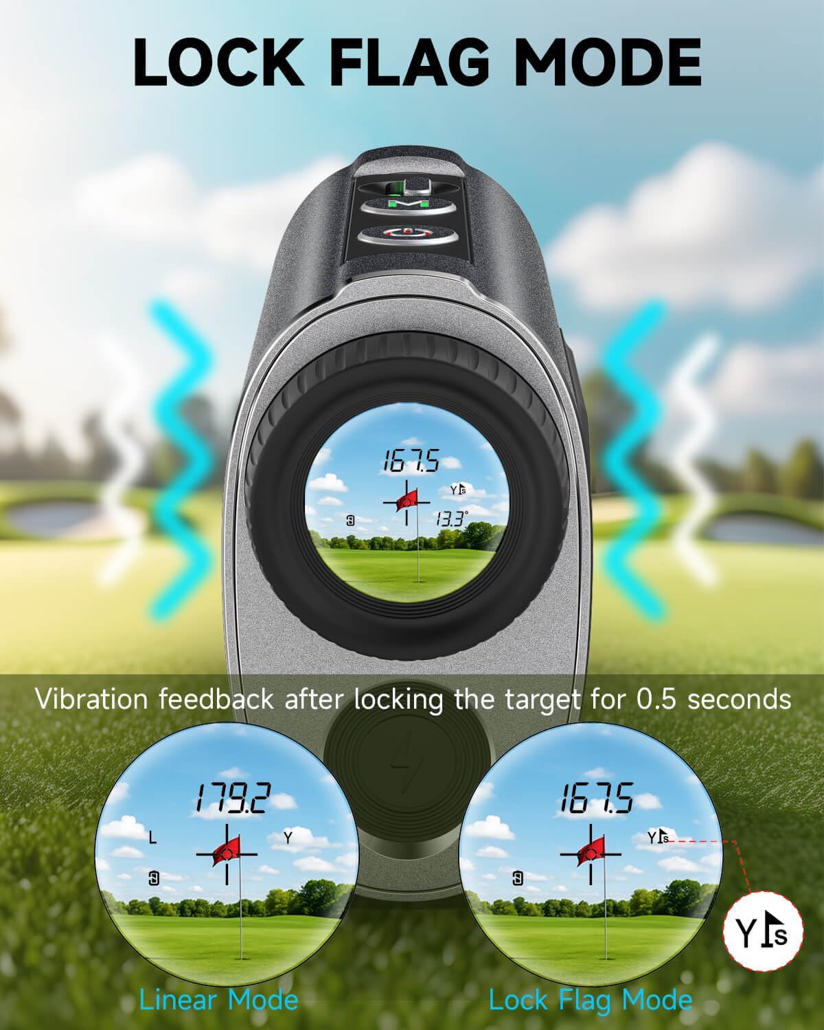 Mini Metal Golf RangeFinder with Slope,1200Y Range Finder, 0.3s Flagpole Locking Vibration, 7X Magnification, 95%Transmission Lens,Flag Pole Lock Vibration,Strong Magnet&Rechargeable Golf Rangefinder.