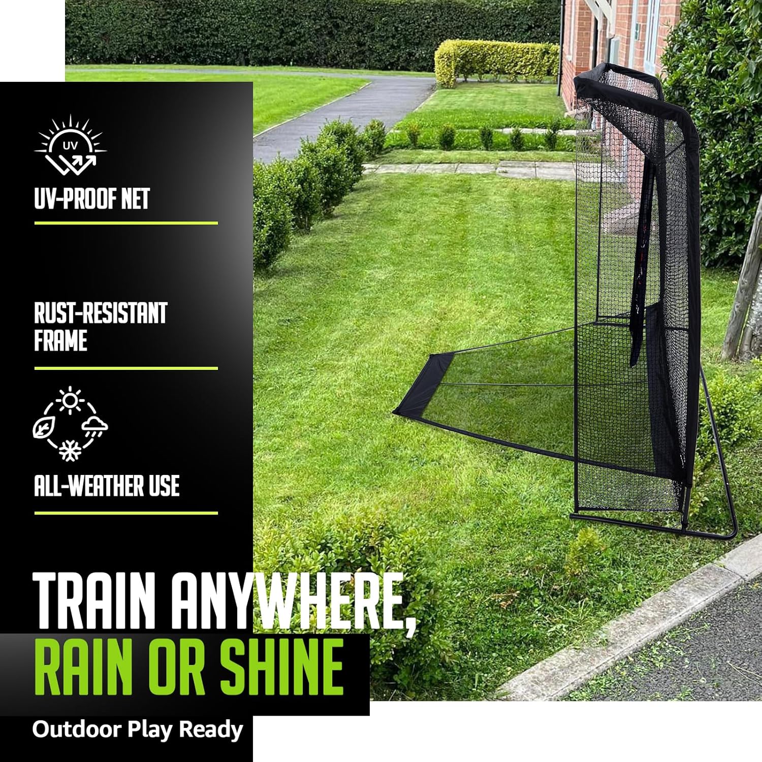 Golf Net, 10x7ft/8x8ft Golf Enclosure Net with Side Barriers/Auto-Ball Return, Low-Noise Target, Carry Bag, 4 Stakes, Hitting Practice Net for Backyard Driving Chipping Indoor Outdoor Use