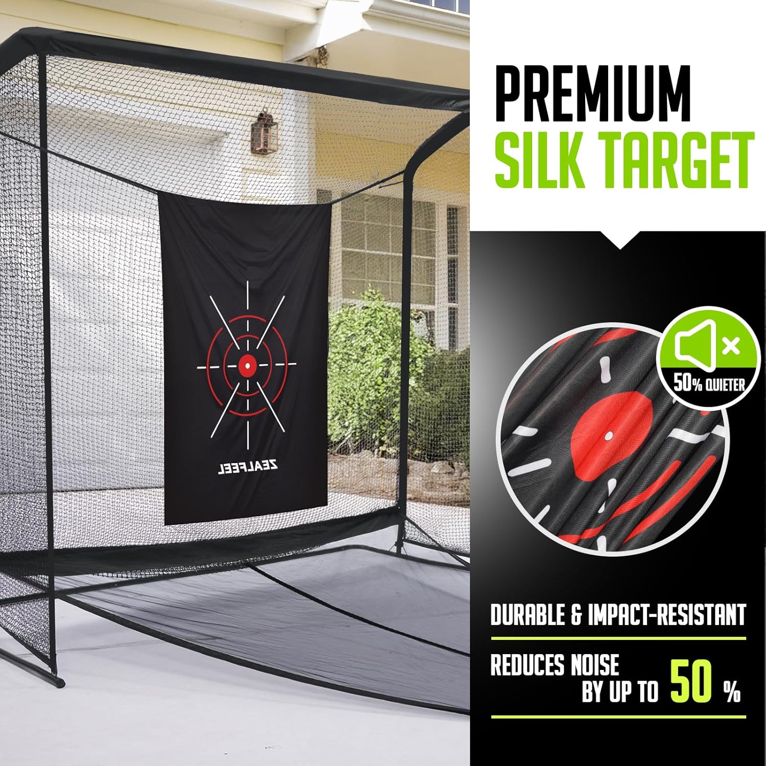Golf Net, 10x7ft/8x8ft Golf Enclosure Net with Side Barriers/Auto-Ball Return, Low-Noise Target, Carry Bag, 4 Stakes, Hitting Practice Net for Backyard Driving Chipping Indoor Outdoor Use