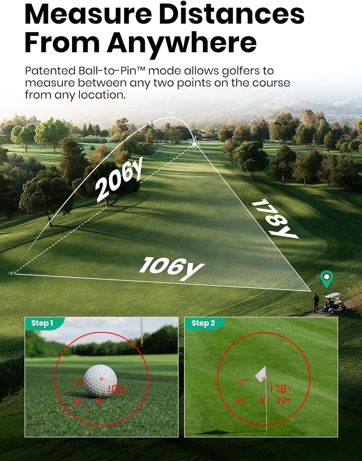 MILESEEY GenePro G1 Touchscreen & GPS Rangefinder with Slope, 43000+ Preloaded Courses, 1300 Yards Laser Range Finder Golf with Red & Green Display, 0.1s Flag Pole Locking Vibration, 6X Magnification