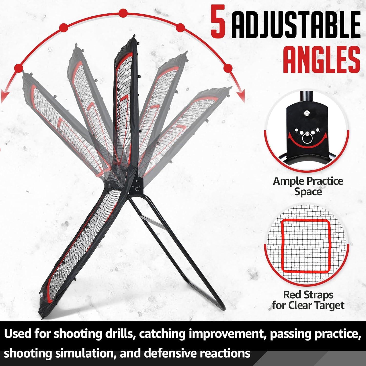 Lacrosse Rebounder, 4x7FT/4x6FT Lacrosse Rebound for Backyard with 5 Rebound Angles, Target Strip, Bounce Back Net Perfect for Lax Baseball Volleyball & Soccer Practice