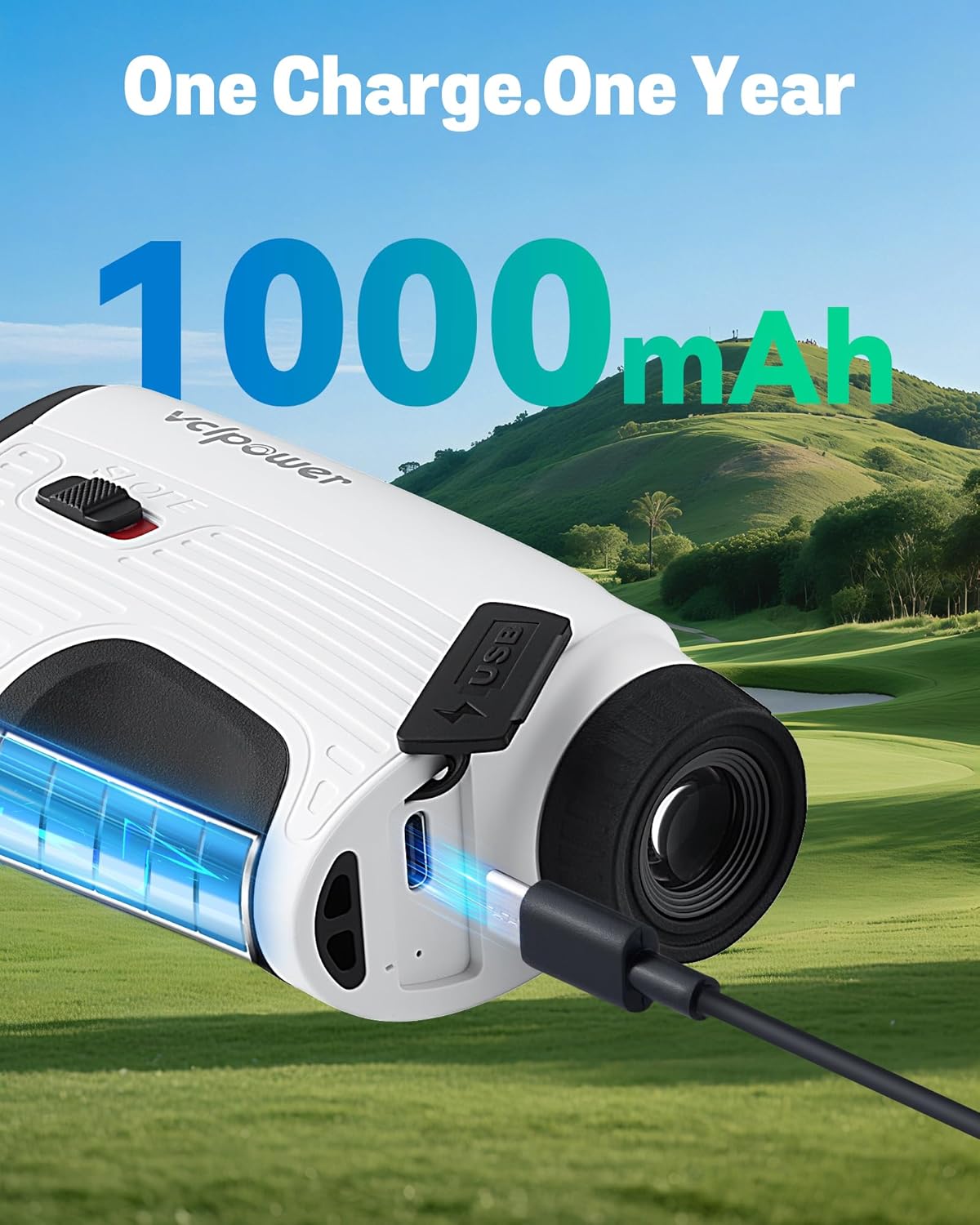 Golf Rangefinder with Slope, 1200 Yards Laser Range Finder for Golf & Hunting, 7X Magnification, Flag Lock Vibration, Rechargeable Battery, Magnetic Strip, Waterproof Golf Accessories for Men