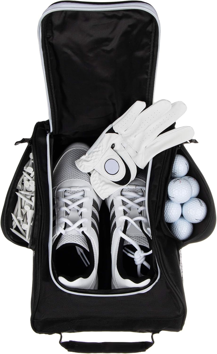 Murray Sporting Goods Golf Shoe Bag for Men and Women - Black Golf Shoe Travel Bag with Side Pockets for Golf Balls, Tees and Other Accessories