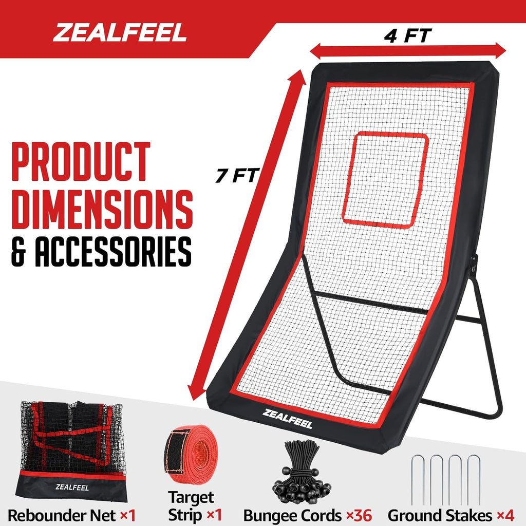 Lacrosse Rebounder, 4x7FT/4x6FT Lacrosse Rebound for Backyard with 5 Rebound Angles, Target Strip, Bounce Back Net Perfect for Lax Baseball Volleyball & Soccer Practice