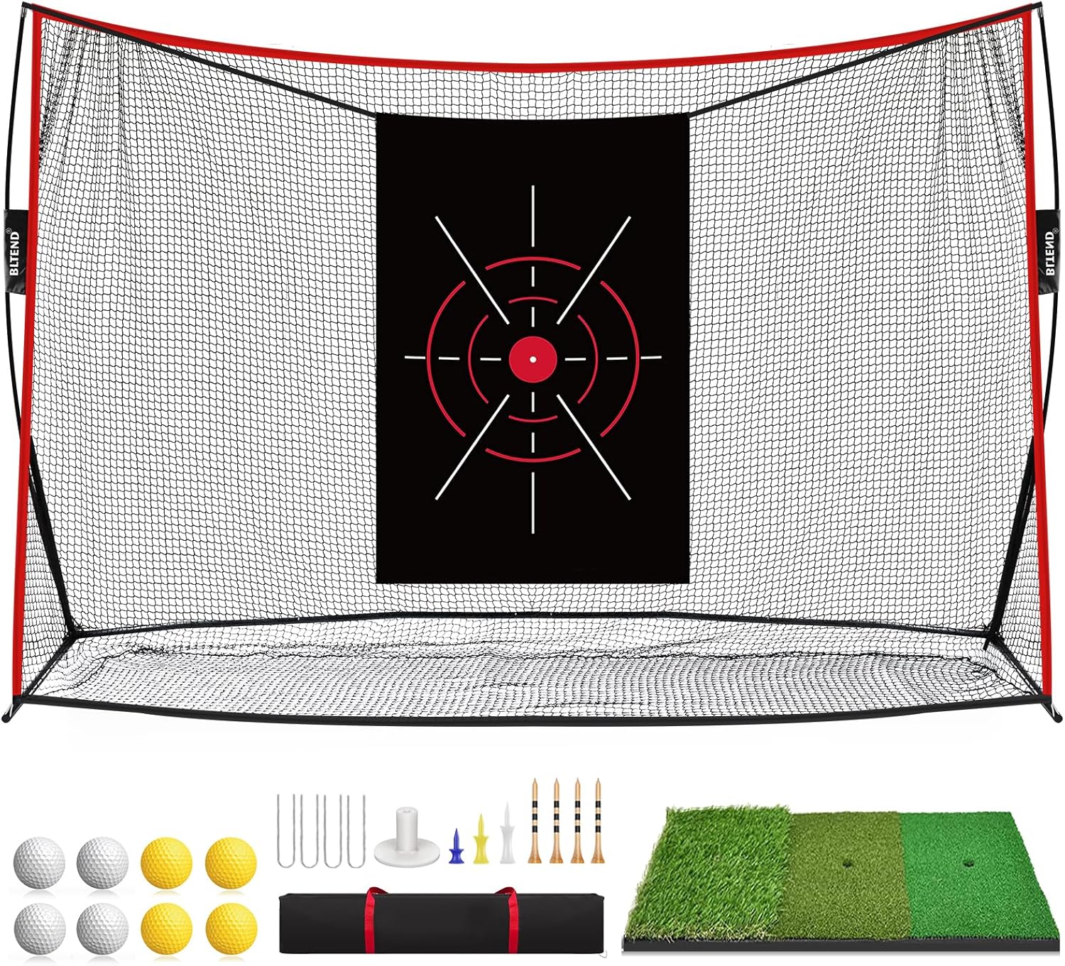 Golf Pracitce Net Set: 10x7ft Heavy Duty Golf Nets for Backyard Driving Real Balls, Golfer Training Equipment with Tri-Turf Mat for Outdoors/Indoors Hitting Driving Swing Chipping, Ideal Golfer Gift