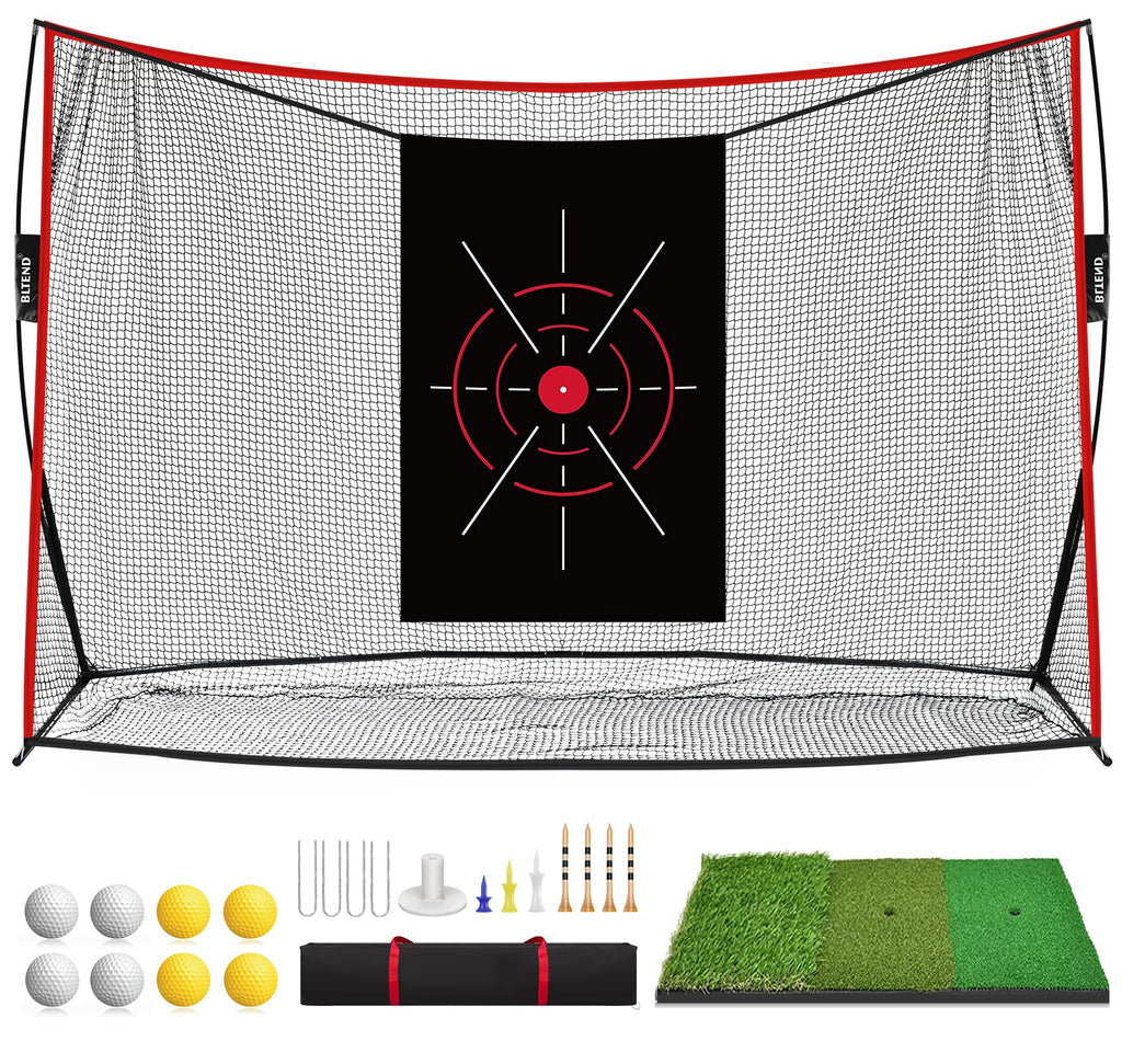 Golf Pracitce Net Set: 10x7ft Heavy Duty Golf Nets for Backyard Driving Real Balls, Golfer Training Equipment with Tri-Turf Mat for Outdoors/Indoors Hitting Driving Swing Chipping, Ideal Golfer Gift